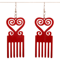 Red Heart Korus Comb Earrings - E010