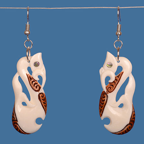 Manaia Stained Bone Earring - BE041