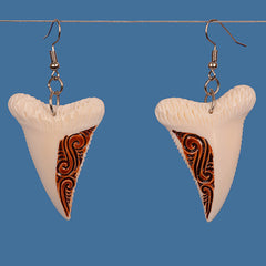 Faux shark tooth Bone Drop Earrings - BE045