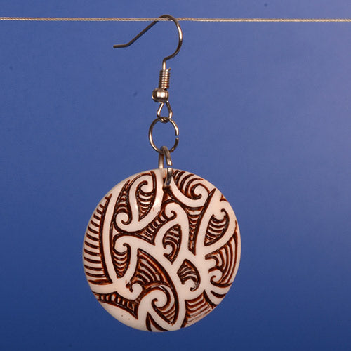 Māori Pattern Circle Earring - BE053