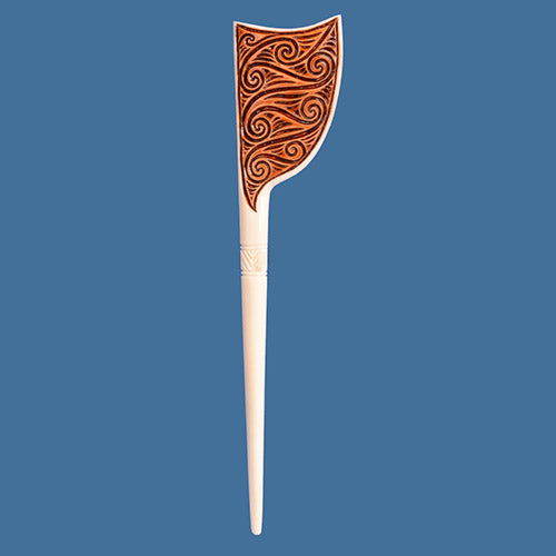 Bone Mãori Hair Pin with Kōwhaiwhai Carving