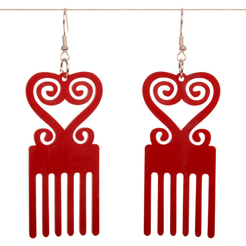 Red Heart Korus Comb Earrings