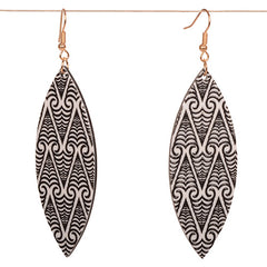 Black and White Maori Kowhaiwhai Earrings - E011