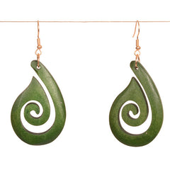 Green koru earrings