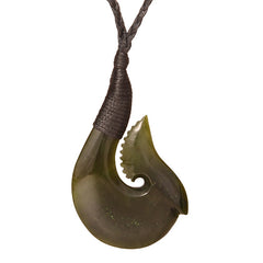 Bound Large Greenstone Hook Pendant - GC022