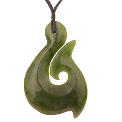 Greenstone Fish Hook 85mm Pendant - GC079