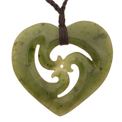 Greenstone Heart Triple Koru Pendant - GC080