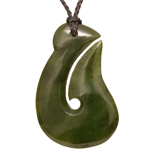 Greenstone Hook Pendant Necklace 60mm - GC083