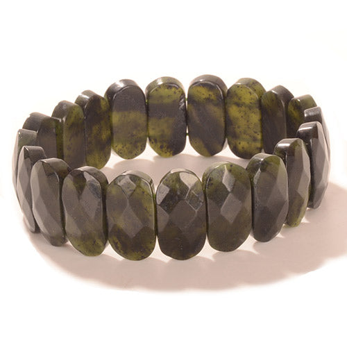 Faceted Jade Elasticated Bracelet - JEB004