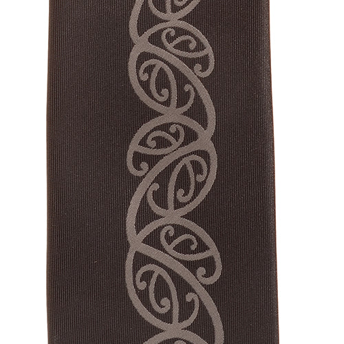 Black Maori Neck Tie with Grey Kowhaiwhai - NT006