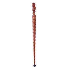 Wooden decorative stick with a carved top on a white background