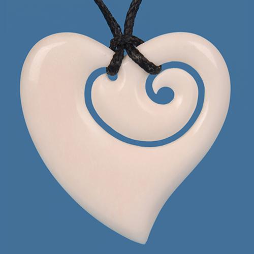 Bone Stylized Heart  Pendant