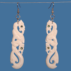 Double Manaia Bone Earrings with Hook. BE033
