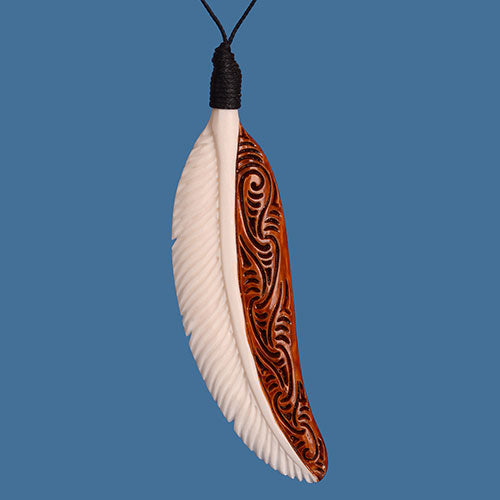 Bone feather pendant. BP015