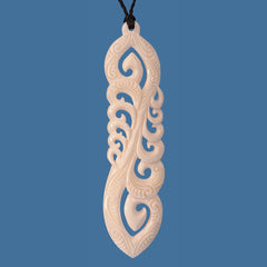 Beautiful Extra Large Bone Carving depicting Family Pendant on an adjustable braided cord. 