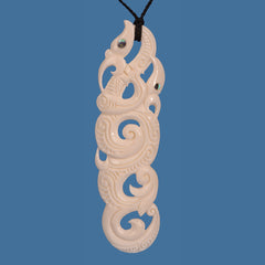 Beautiful Extra Large Whale Tail Bone Pendant on an adjustable braided cord. 