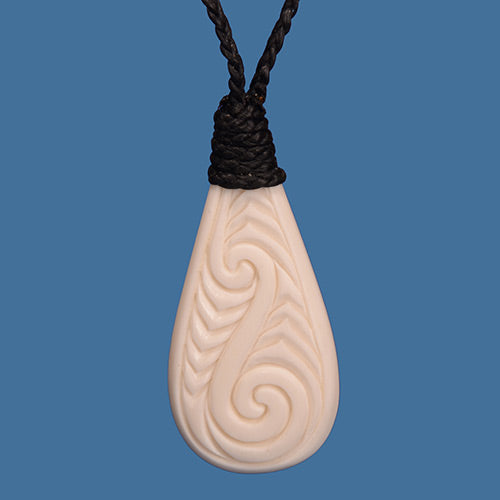 Bone Bound Engraved Tear Drop Pendant with Staining FBC071