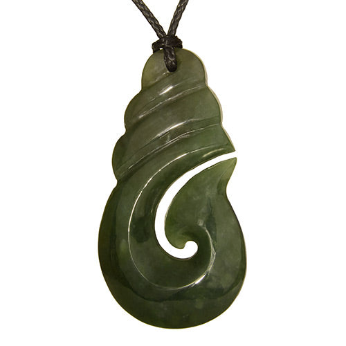 Large greenstone hook pendant
