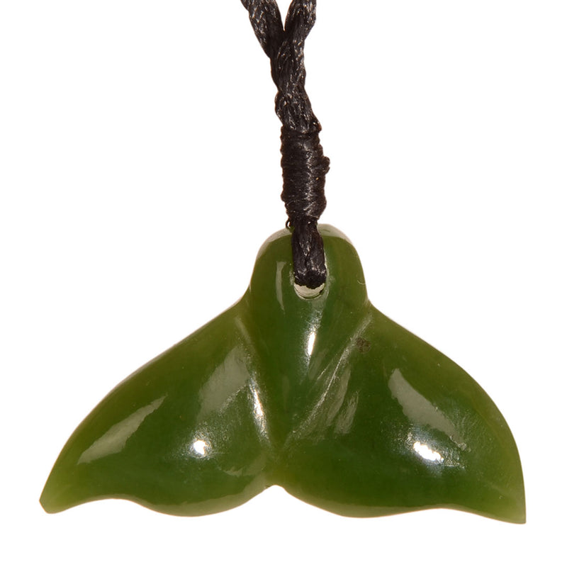 JP002 nephrite jade whale tail pendant