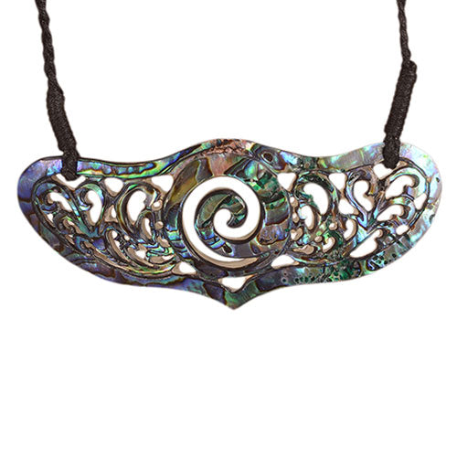 Detailed Paua carved necklace. PSCN006