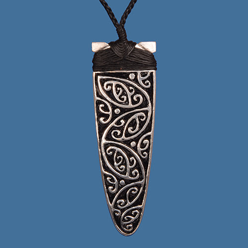 Silver plated Adze with Maori pattern. SBP005